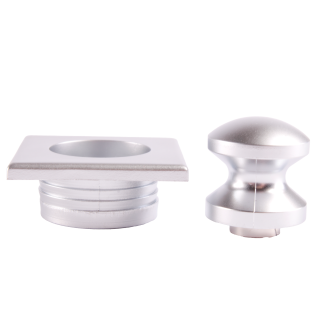 Mini Knop+Ring Vierkant Pushlock Nikkel Mat 2st.