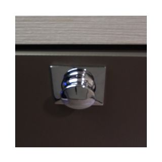 Mini Knop+Ring Vierkant Pushlock Glanzend Chroom