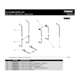 Thule elite G2 LV body/crossbar/t-pieces