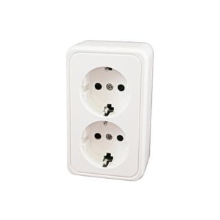 Contactdoos Dubbel 230V Opbouw Wit