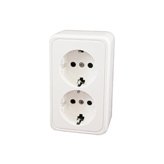 Contactdoos Dubbel 230V Opbouw Wit