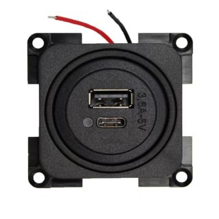 Presto Contactdoos 2x USB A/C Lader 12V LED Inbouw S-10.000 Zwart