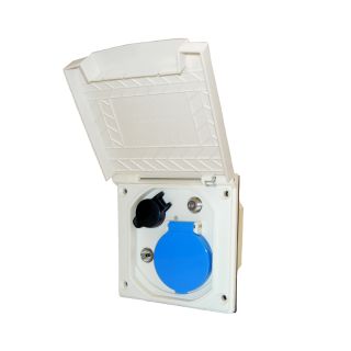 Inbouwstekkerdoos 230V/12V/Ant/Sat Nieuw Deksel Wit