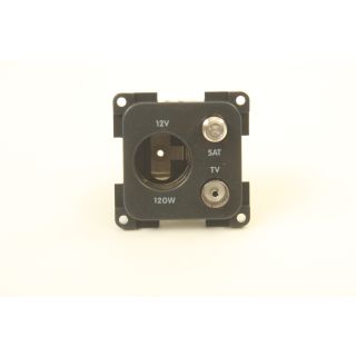 Presto Contactdoos 12V+TV+SAT Inbouw S-20.000 Zwart