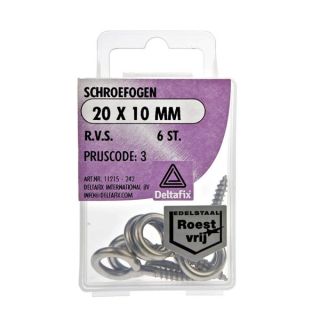Deltafix Schroefoog RVS 20x10mm Set 5st