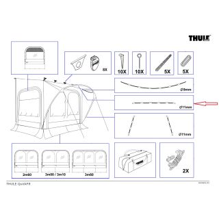 Thule QuickFit/EasyLink Tent Poles 11mm Upper Arch 3.60 L/XL 315cm