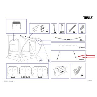 Thule QuickFit/EasyLink Tent Poles 11mm Lower Arch 2st. 183cm
