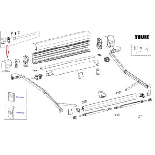 Thule 8000 Eindkap vaste bak links Antraciet