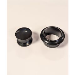 Knop+Ring Pushlock Zwart 2st.