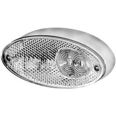 Hella Breedtelicht LED Ovaal Opbouw Wit Onderplaat Zilver
