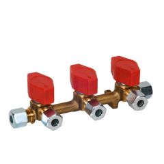 GOK Gasdistributieblok 3-Weg 8-8mm