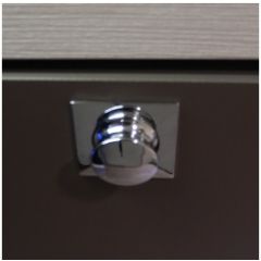 Mini Knop+Ring Vierkant Pushlock Glanzend Chroom 2st.