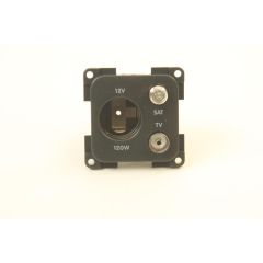 Presto Contactdoos 12V+TV+SAT Inbouw S-20.000 Zwart